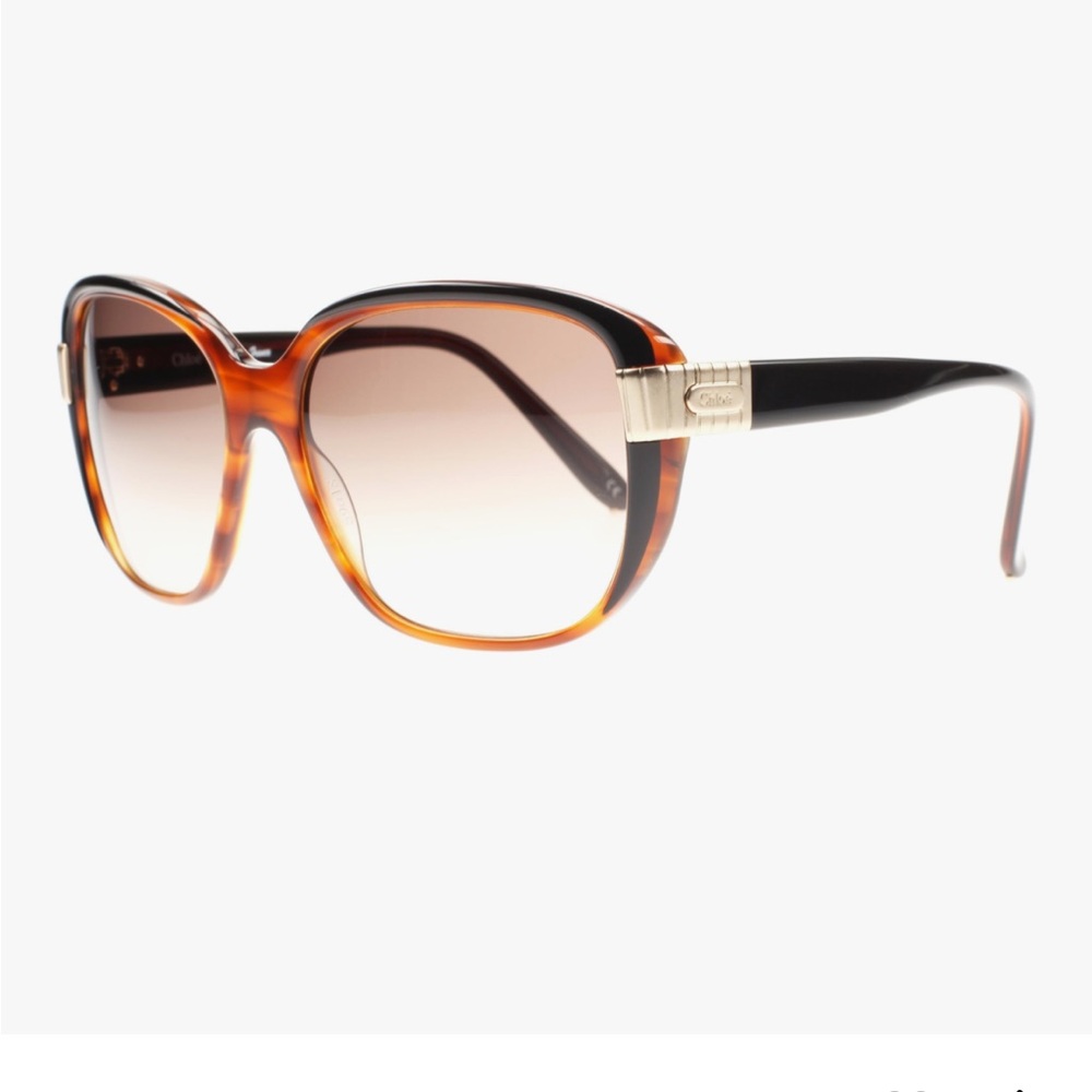 Chloe Brown Oversized Sunglasses with Tortoiseshell Pattern